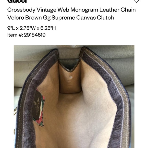 Gucci Web Monogram Canvas Brown Leather Clutch - Picture 7 of 8